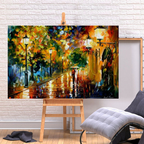 Leonid afremov rainy romance - leonid,