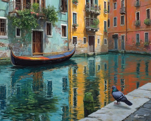 Leonid afremov quiet canal oil - quiet,