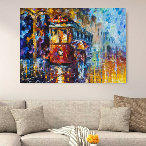 Leonid afremov rainy - leonid, trolley